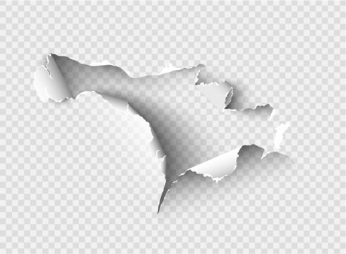 ragged Hole torn in ripped paper on transparent background