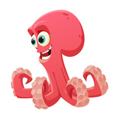 Cheerful cartoon colored octopus for print,illustration,game.Vector illustration