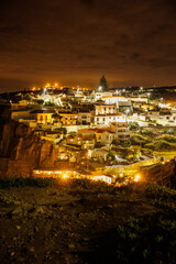view of the night town near the atlantic ocean in Portugal