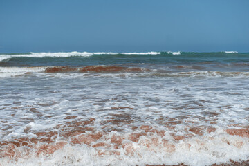 Sea-level photo of the ocean's white foam