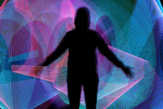 Siluette on color background