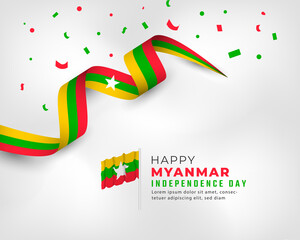 Happy Myanmar Independence Day January 4th Celebration Vector Design Illustration. Template for Poster, Banner, Advertising, Greeting Card or Print Design Element