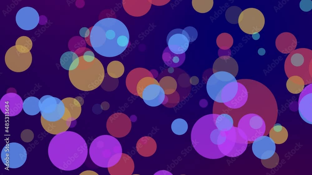 Aufkleber animation of colorful circles, bubbles, bokeh effect. abstract floating particles, lights. geometric