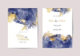 Elegant wedding invitation template watercolor texture 