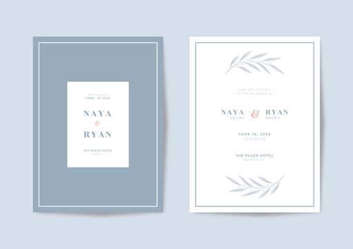 Beautiful and minimalist wedding invitation template