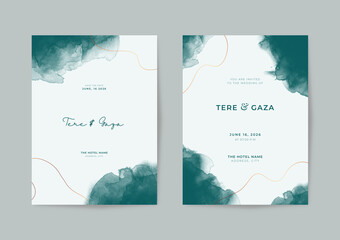Beautiful wedding invitation template with watercolor texture