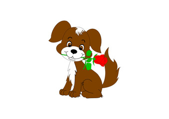 A DOG WITH A ROSE