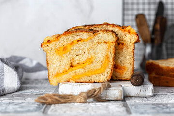 homemade bread with garlic and cheddar cheese