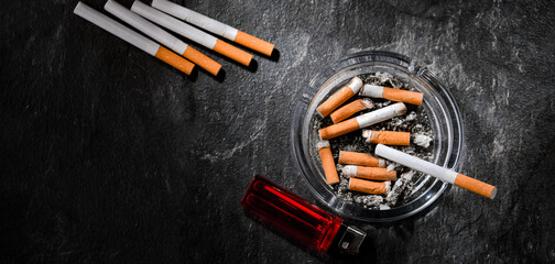 Composition with an ashtray and cigarettes