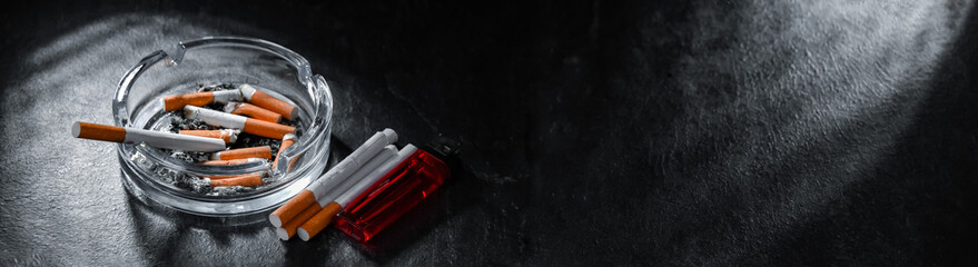 Composition with an ashtray and cigarettes