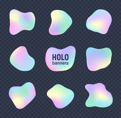 Holographic organic shape set, iridescent label.