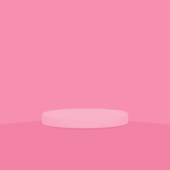 A 3d pink pill product display podium in empty room