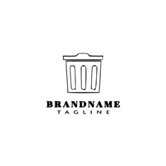 trash or wastebasket logo cartoon icon design template black isolated illustration