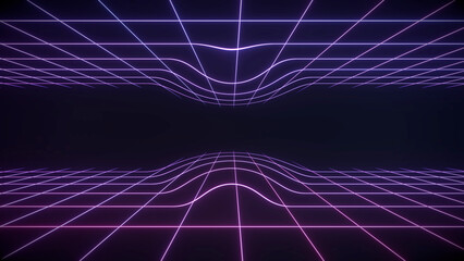 3d rendered neon grids with bulge effect.