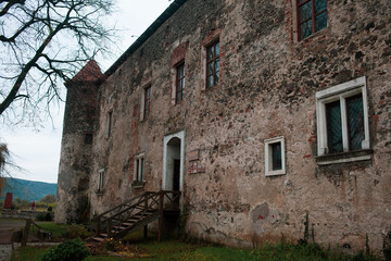 Plakat Saint Miklos Castle in Chynadiiovo Carpathian village Medieval history of Ukraine and Poland