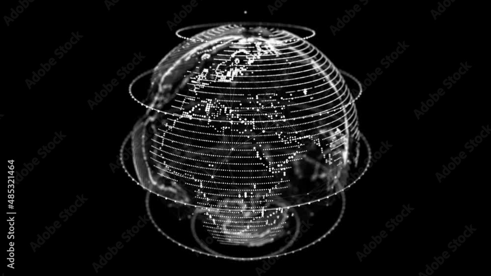 Poster Abstract planet Earth with particles and a connected shell with lines. Global network connection. Science and technology. 3D rendering.