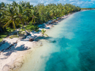 Aerial view of beautiful Bavaro beach in Punta Cana, Domincan republc. Hot sunny day on tropical...