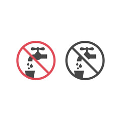 No drinking, drinkable water prohibition sign. Do not drink the water filled vector icon.