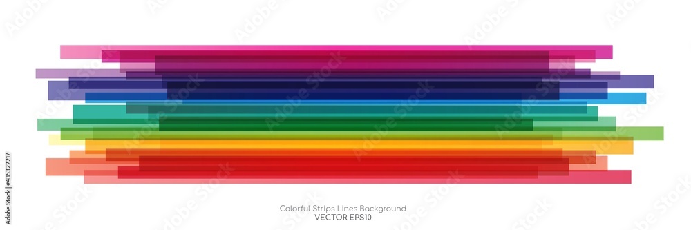 Poster abstract colorful transparent strips line overlay background isolated on white. vector illustration.