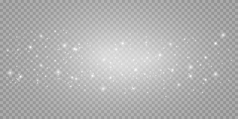 White sparks shiny special light effect. Vector sparkles on a transparent background. Abstract drawing. Glittering particles