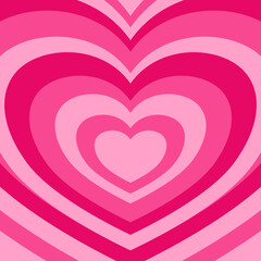 Heart-shaped concentric stripes vector background. Girlish romantic surface design. Aesthetic hearts backdrop.