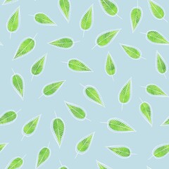 Pattern with green leaves