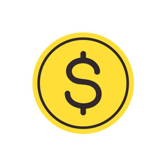 Coin dollar icon. Financial sign, finance, currency. Simple minimalist design.Isolated. Vector illustration