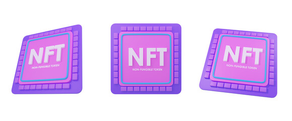 NFT non fungible token,Cpu for technology concept crypto art 3d rendering illustration