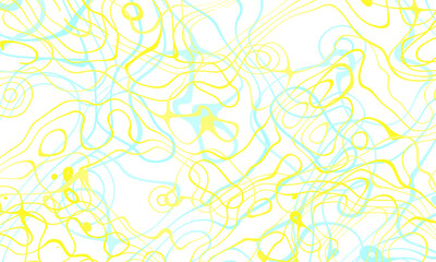 Obraz premium Abstract line drawing blue yellow colors pattern white background.