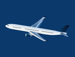 Airplane on a blue background, side view