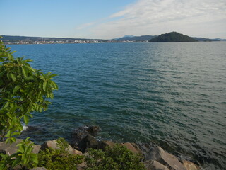  Ohmura Bay and urban areas of Ohmura City viewed from Nagasaki Airport in Nagasaki Pref. 長崎県長崎空港から眺めた大村湾と大村市の市街地の風景