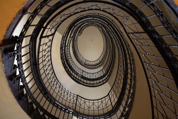 Spiral staircase in a tenement house, Lodz (£ódŸ), Poland