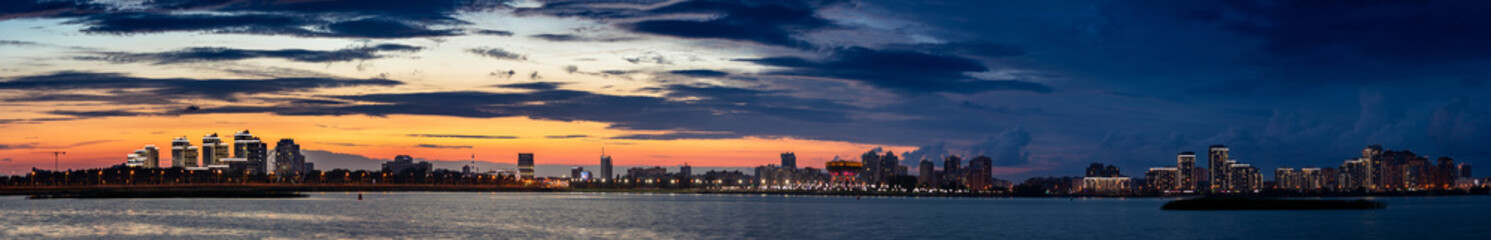 Fototapeta na wymiar Summer night sunset panorama city Kazan, Republic of Tatarstan. Concept Travel Beautiful Russia