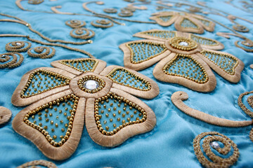 handmade embroidery on silk fabric