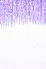 白い和紙と幻想的な紫色の藤の花背景　縦