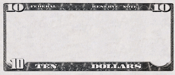10 dollar bill with empty middle