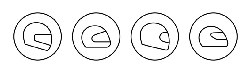 Helmet icons set. Motorcycle helmet sign and symbol. Construction helmet icon. Safety helmet