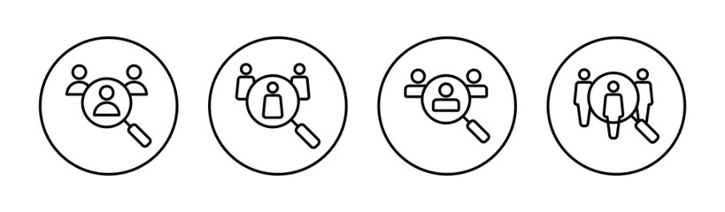 Obraz premium Hiring icons set. Search job vacancy sign and symbol. Human resources concept. Recruitment