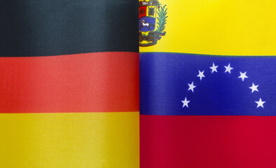 fragments of the national flags of Germany and Venezuela in close-up