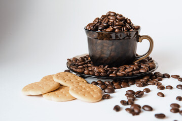 coffee beans and cup