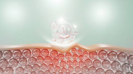 3D Collagen Skin Serum and Vitamin illustration isolated on soft color background. concept skin...