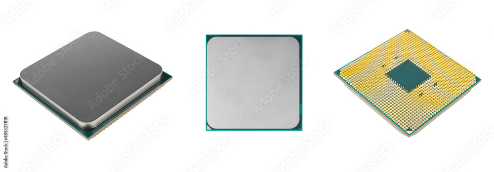 Poster processor for a computer, a spare part for a computer, on a white background in isolation