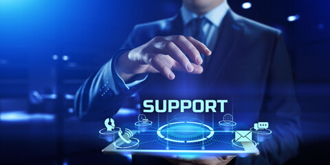 Technical support customer service call center 24-7 internet business concept.