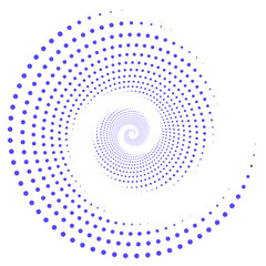 Very peri vortex dotted shapes. Modern geometric art. Trendy design element for border frame, logo, tattoo, symbol, web, prints, posters, template, pattern and abstract background.