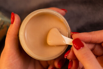 Texture of skin cream in a jar