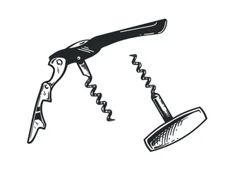 Fotobehang Vector hand drawn sketch of corkscrew set in hand drawn style. Vector vintage engraved illustration. © pronick