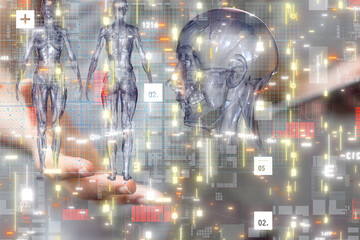 digital medical futuristic interface 3D rendering