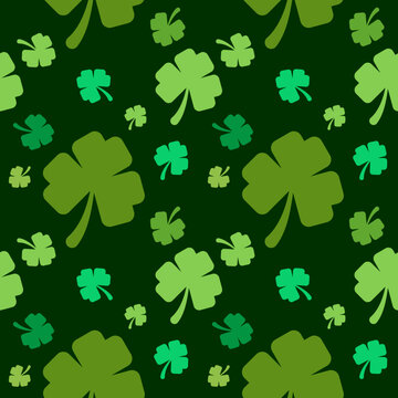 St Patrick s Day Clover seamless pattern. Vector illustration for lucky spring design with shamrock. Green clover isolated on white background. Ireland symbol pattern. Irish decor for web site.