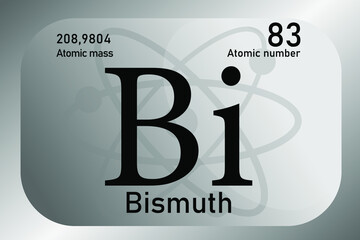 Vector illustration of a sign, symbol of the Bismuth atom, an element of the periodic table.