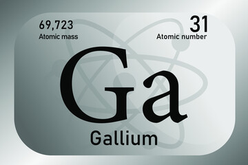 Vector illustration of a sign, symbol of the galium atom, an element of the periodic table.